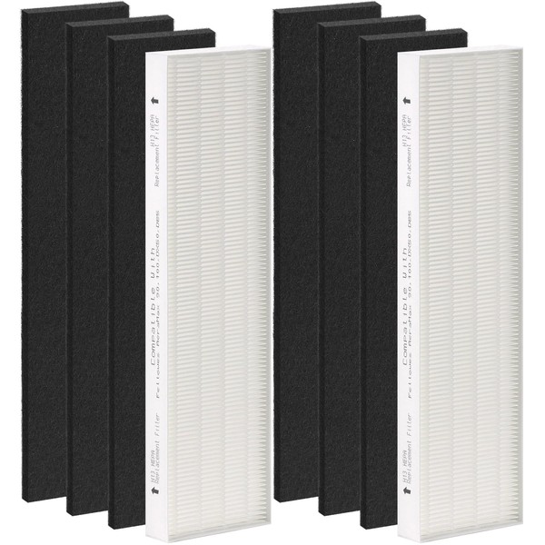 CPGSY H13 True HEPA Replacement Filters 2 Pack, Compatible with Fellow AeraMax 90/100 and DX5/DB5 Air Purifier. Part# 9287001 and 9324001 Include 2 True HEPA Filters & 6 Activated Carbon Pre-Filters