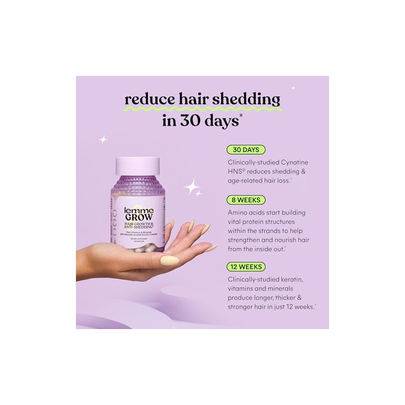 Lemme Suplemento Crecimiento Cabello Mujeres Complejo Queratina Clínicamente Probado Cuero