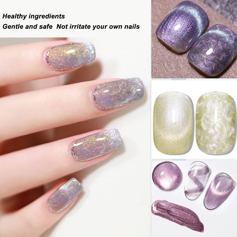 Holographic Nail Polish Set 8 Colors Glitter Smoothing Texture Nail