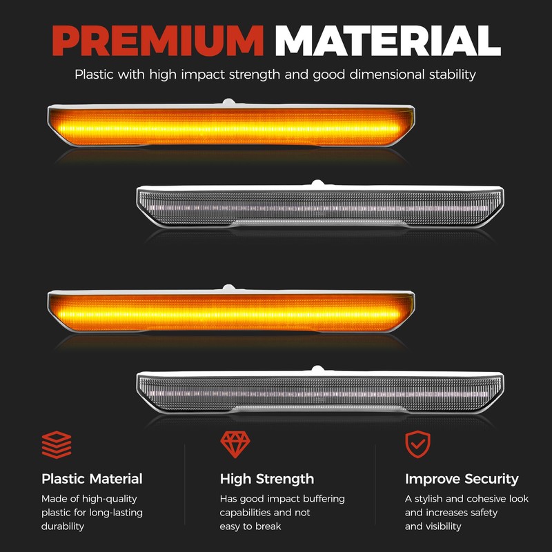 HECASA 4Pcs LED Side Marker Lights Compatible with 2020-2024 GMC