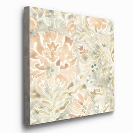 Renditions Gallery Square Canvas Wall Art: Contemporary Coastal Beach, Neutral Nature, Modern Fractial Floral, Multi Color Flower Abstract Wall Art for Home & Office - Terracotta Garden Tile VI 40X40
