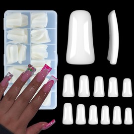 ASONRL 550Pcs Natural Duck Nail Tips Full Cover Long Duck Nails Tips Press On - 11 Sizes Acrylic Gel DIY Nail Extensions for Salon-Worthy Duck Shaped Manicures & Nail Art with Box