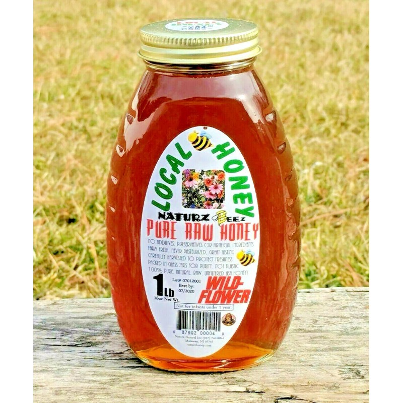 Naturz Beez RAW HONEY WILDFLOWER 1LB 454g 16oz 100% PURE