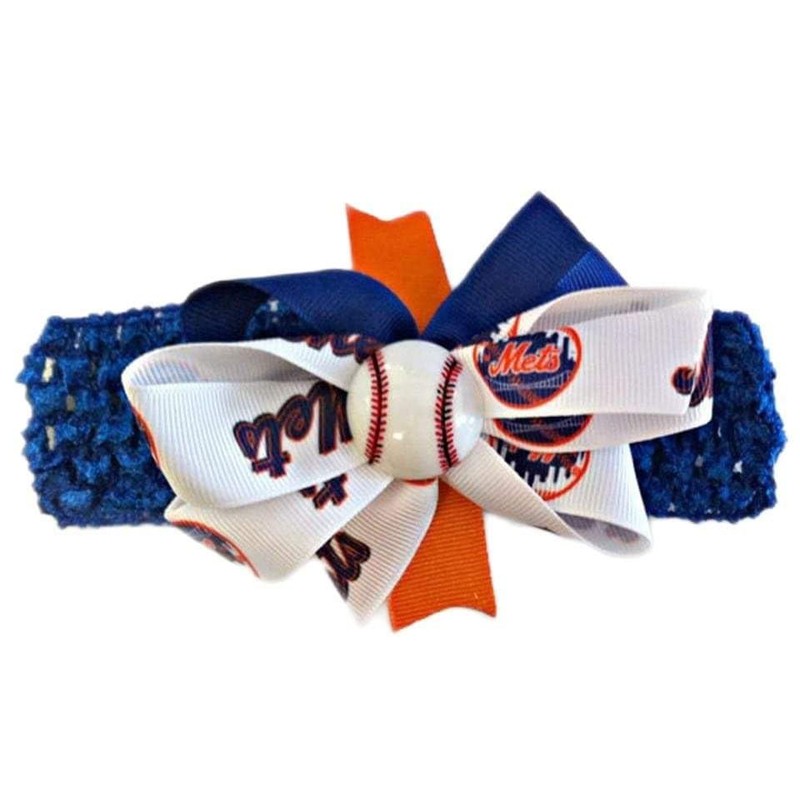 Mets Baby Girl Boutique Bow Crocheted Headband
