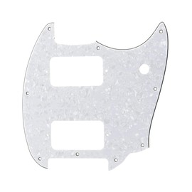 ROZILO White Pearl HH 9 Holes Round Corner Guitar Pickguard 2 Humbuckers Compatible for Squier Bullet Series Mustang Electric Guitar