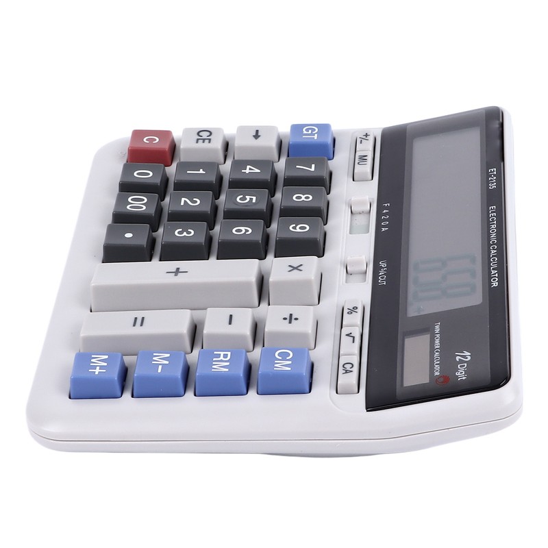 Solar Calculator 12 Digit Large Keys Clear Display Office Calculator
