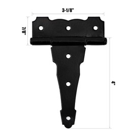 HOME MASTER HARDWARE 4 in Decorative T Strap Hinge Shed Storage Gate Strap Hinge Barns Door Tee Hinges with Screws Black 10 Pack