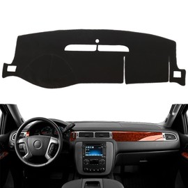 BLIBLIUNIT Dash Cover Mat Fit for 2007-2014 Chevy Tahoe Avalanche Suburban GMC Yukon/2007-2013 Silverado LTZ GMC Sierra SLT,Dashboard Cover Carpet Pad w/o Dash Speaker (Black)