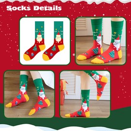 EEPLUYTY Pack of 5 Christmas Socks, Socks with Christmas Atmosphere, Cute Socks with Christmas Pattern, Colourful Socks with Funny Patterns, Medium Length Christmas Socks, Unisex, red