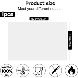 36" x 24" Extra Large Silicone Mat Soft Heat Resistant Mats Table Protector Cushion Arts Crafts Mat Non-slip Kitchen Pad for Baking Cooking Painting Working, Translucent