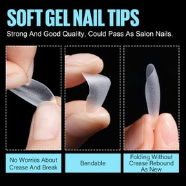 TOMICCA Medium Coffin Nail Tips -360PCS Full Cover Nail Tips Soft Nail Tips for Gel Nails False Fake Coffin Gel Nail Tips Nail Extensions 15 Sizes