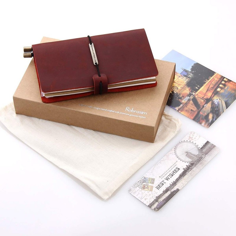 Robrasim Leather Journal Refillable Travelers Notebook, Antique Handmade Leather Writi...