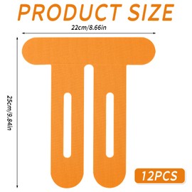 12pcs Precut Kinesiology Tape for Knees, Breathable & Waterproof Knee Support Tape Strips Latex-Free Elastic Athletic Stickers for Knee Comfort, Stability & Muscle Support Patches (Orange)
