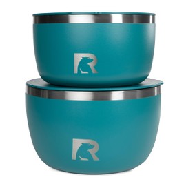 RTIC Anywhere Stainless Steel Bowl Set Of Two, Camping Bowls With Lids, Vacuum Insulated, Stackable Durable Outdoor Dinnerware, Non Slip, Dishwasher Safe, Dinner Outside, Campfires Travel, Deep Harbor