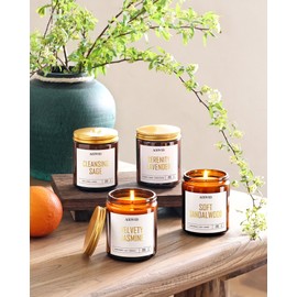 AOOVOO Candle Set - Scented Candles, Soy Candles, Aromatherapy Candle, Soy Wax Candle, Candle for Home Scented, 4PC Lavender/Sandalwood/Jasmine/Sage