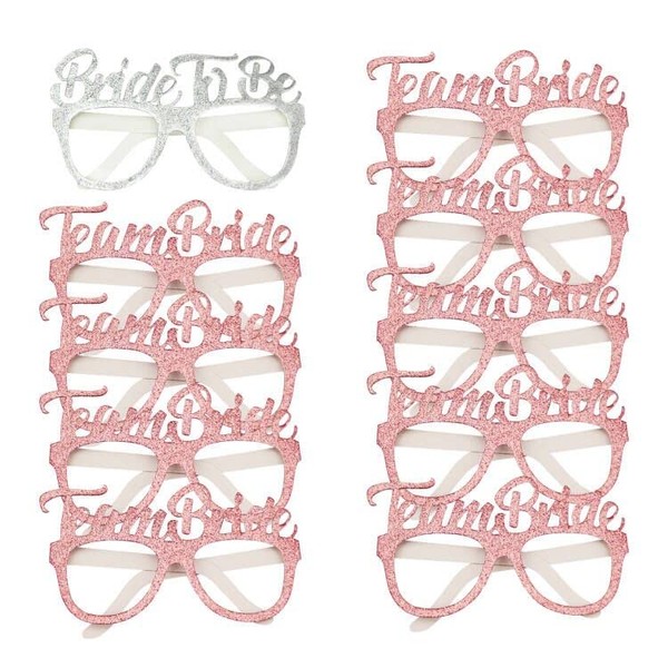 10 Pack Hen Party Glasses shiny Rose Gold Team Bride Glasses Bride to be Glasses Hen do Accessories Hen do Night Party Game Photo Props Accessories Bride Party Props Bachelorette Party Decorations