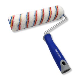 DEWEPRO 25 cm Paint Roller with Clip and Replacement Roller - Short Pile Paint Roller with Ergonomic 2-Component Handle - Suitable for Acrylic Paint, Latex Paints and Water-based Paints