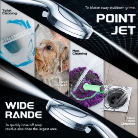 10'' High-Pressure Rainfall Shower Head & Handheld Combo - 8+2 Modes Stainless Steel Chrome Finish 11'' Adjustable Extension Arm Height/Angle with Holder & 60" Hose