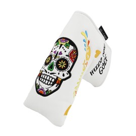 WTLJQQY Blade Putter Cover – Premium PU Leather Golf Putter Head Cover with Magnetic Closure and Skull Design, White