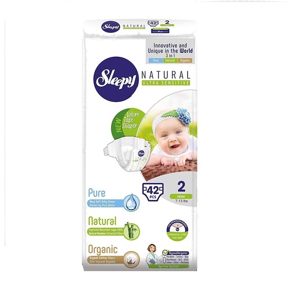 SOHO Snuggler Diaper, Size 2, 42 Count, Made from Organic Cotton and Bamboo Extract, Ultimate Comfort and Dryness