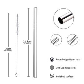 AF-WAN Reusable Metal Straws, Stainless Steel Boba Straws, Reusable Smoothie Straws (12mm) - Ideal for Bubble & Boba Tea, Milkshakes and Hot Drinks