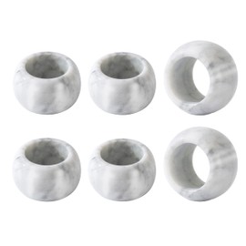 Marble Napkin Rings Set of 6, Decorative Modern Napkin Rings Holder for Kitchen Dining Table Countertops, Cute Home Kitchen Decor Rings Uniquely Displays (White&Grey)