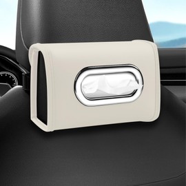 DOAGEAS Car Tissue Holder, Rectangle Tissue Box Cover in Car, PU Leather Backseat Napki Holder Organizer Fit for 100-150 Tissues Extra Large Size Tissue Box Storage for Universal Vehicle (Beige)
