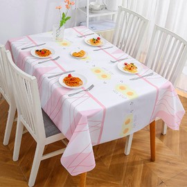 137*180cm Pink PVC TableCloth Party Wipeable Table Cloth Rectangular,Easter Eggs Pattern Wipe Clean Tablecloth,Reusable Tablecloths,Waterproof,Washable Table Cover for Picnic,Kids Easter Party,Dinner