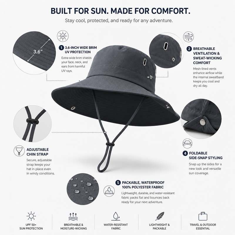 Waterproof Sun Hat for Outdoor Adventures – Wide Brim Breathable