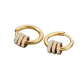 Auriselle Zirkonia Ohrringe Creolen Damen Drei-Ring-Ohrbügel, Ohrstecker Zirkon Glänzend Klassisch Hoop Earrings Runde Verstellbare Stecker Ohrhaken Jewelry Schmuck Frauen Mädchen, Goldene