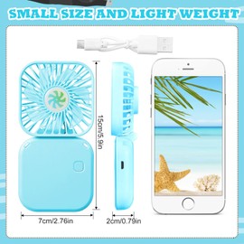 Hortsun 30 Pcs Necklace Fans Mini Fan Handheld Portable Neck Fan Neck Hanging Fan Hand Held Fan for Cooling Personal Small Hands Free Fan 3 Speed USB Rechargeable Battery (Blue)