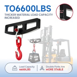 Heavy Duty Forklift Lifting Hook 6600LBS 3Ton 360° Swivel Fork Attachment