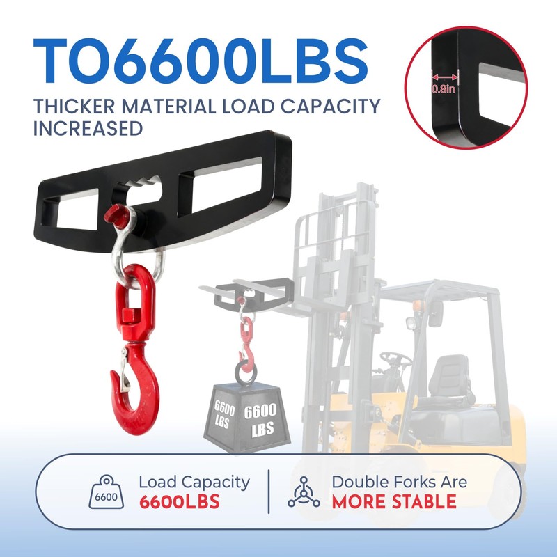 Heavy Duty Forklift Lifting Hook 6600LBS 3Ton 360° Swivel Fork