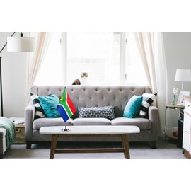 South African Table Flag South Africa Desktop Flag Bunting Stainless Steel Stand Base For Office Home International Conference Party Holiday Decorations