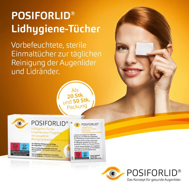 POSIFORLID® 20 x Eyelid Sanitary Wipes - Pre-moistened Sterile Wipes