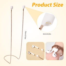 Magnetic Anti-Lost Strap, Metal Anti-Lost Strap Fashion Earplug Neck Cord Sports Earbud Cord Compatible with Airpods Pro 3/2/1 (Rose Gold)