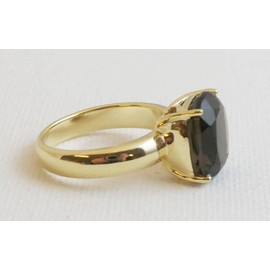 Smoky Quartz Gold Plated Sterling Silver Ring US Size 7 / Diameter 17.3
