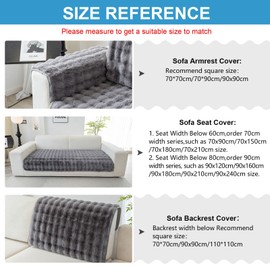 Soft Plush Sofa Cover, Washable, Non-Slip Sofa Cover, 1/2/3/4-Seater Couch Cover for Sectional Sofa, Fluffy Faux Fur Sofa Seat Cushion Cover, L-Shape Furniture Protection (Dark Grey, 90 x 120 cm)