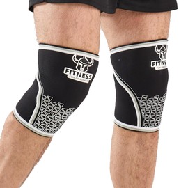 7mm Neoprene Knee Brace for Men Women, Weightlifting Knee Sleeves for Men Women Knee Compression Sleeves, Thick Compression Brace for Weightlifting Powerlifting Squatting and Cross Fit Training, Rodilleras Para Gym (Black-Fitness, Large)