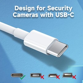 16.4ft/5M Power Extension Cable for Any USB-C Enabled Security Cameras or Devices(Phone,Switch Pro Controller,etc), USB A to USB C Extension Charging and Data Sync Cord