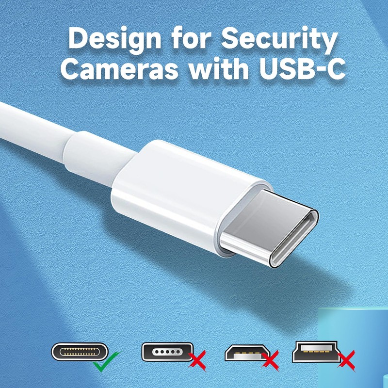 16.4ft/5M Power Extension Cable for Any USB-C Enabled Security Cameras