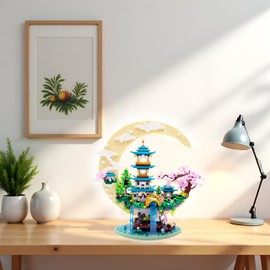 RUUQRUU 4288 PCS Cherry Blossom Tree Building Set for Adults Teens，Chinese Moon Palace Architecture Model，Micro Japanese Sakura Tree House, Mini Cherry Bonsai Tree Bricks, Creative Gift for Kids 14+