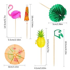 OMIGA 70 Pieces Cocktail Decoration Drink Decoration Skewers 3D Flamingo Pineapple Paper Palm Tree Suitable for Parties Birthday Bars Drinks etc. (Multi-Colour)