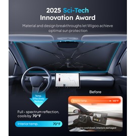 2025 Ice-Shield Car Windshield Sun Shade [100% Sun Block, 4th-Gen Cooling Tech] Reflective Heat Insulation, Portable Foldable Front Window Sunshade for Sedans/SUVs - Universal Fit 57"x32"