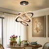 diisunbihuo Dimmable Black Modern LED Crystal Chandeliers 3 Rings Pendant