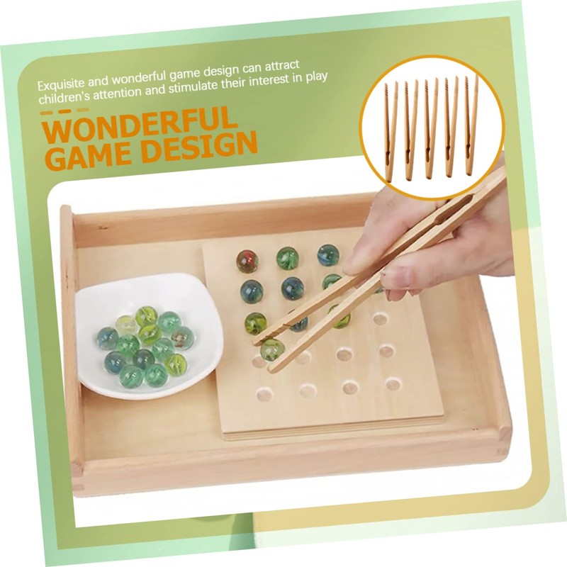 Outanaya 5Pcs Wooden Tweezers for Fine Motor Skill Development Tool