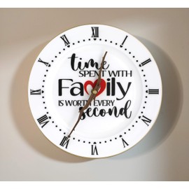 Treble Bee Family Wall Clock -10 Inch Ceramic Clock Gifts for New Home House Warming Rustic Home Decor Vintage Decoration Time Spent with Family is Worth Every Second Clock Large Roman Numerals Silent