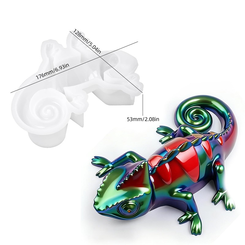 Large Chameleon Resin Mold Silicone, 3D Animal Epoxy Resin Molds