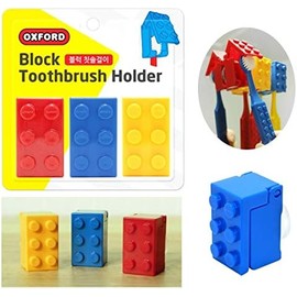 Juego de 3 fundas para cepillos de dientes con diseño de ladrillo para oficina, viajes, hogar para niños y niños (3 soportes para bloques)