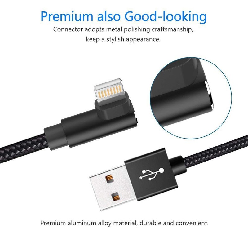 Hi-Mobiler Fast Charging Cable, 3ft Right Angle Cable,3 Pack Nylon